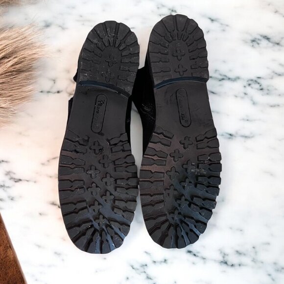 BareTraps Fairlee Black Ankle Zip Suede Leather Boots Size 7.5M Faux Fur Lined - Picture 6 of 13